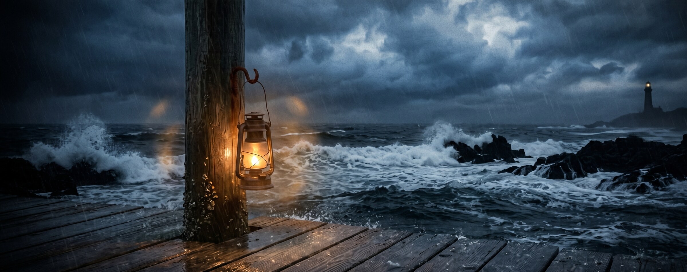 A lantern glow against a stormy sea — Stormlantern.